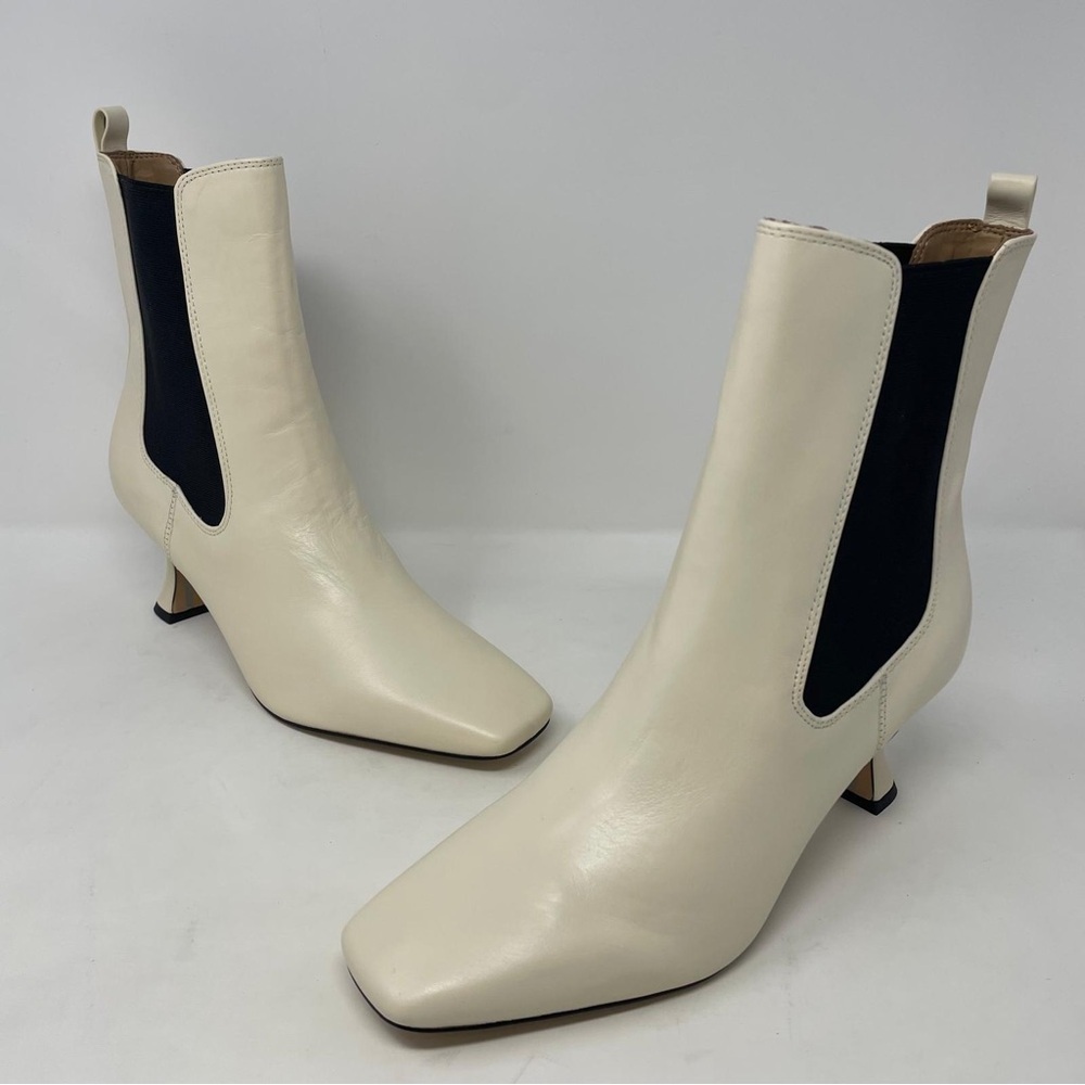 Sam Edelman Lani Kitten Heel Leather Ankle Boots in Ivory - NWT - Picture 7 of 12